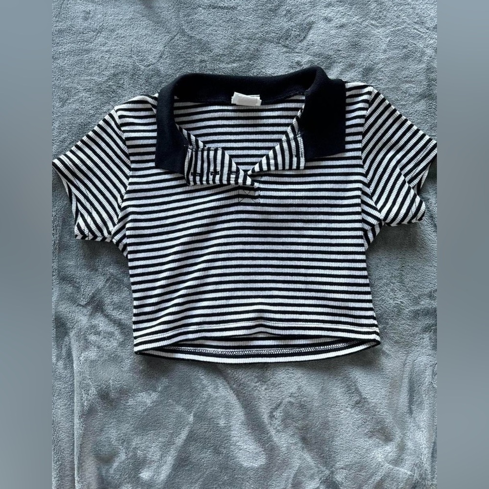 Moda International Black and White Striped Crop Top